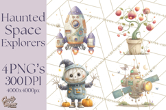 Halloween Space Explorers PNG, Creepy Astronauts &amp; Aliens Product Image 1