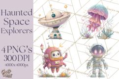 Halloween Space Explorers PNG, Creepy Astronauts &amp; Aliens Product Image 1