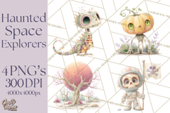 Halloween Space Explorers PNG, Creepy Astronauts &amp; Aliens Product Image 1