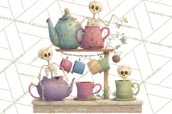 Dark Tea Party Clipart PNG, Halloween Clip Art Product Image 3