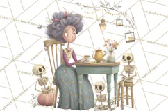 Dark Tea Party Clipart PNG, Halloween Clip Art Product Image 3