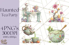 Dark Tea Party Clipart PNG, Halloween Clip Art Product Image 1