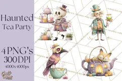 Dark Tea Party Clipart PNG, Halloween Clip Art Product Image 1