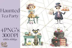 Dark Tea Party Clipart PNG, Halloween Clip Art Product Image 1