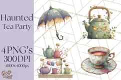 Dark Tea Party Clipart PNG, Halloween Clip Art Product Image 1