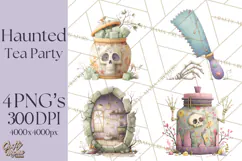 Dark Tea Party Clipart PNG, Halloween Clip Art Product Image 1