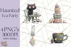 Dark Tea Party Clipart PNG, Halloween Clip Art Product Image 1