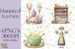 Dark Tea Party Clipart PNG, Halloween Clip Art Product Image 1