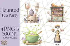 Dark Tea Party Clipart PNG, Halloween Clip Art Product Image 1