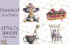 Dark Tea Party Clipart PNG, Halloween Clip Art Product Image 1