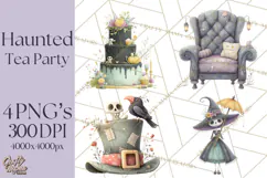 Dark Tea Party Clipart PNG, Halloween Clip Art Product Image 1
