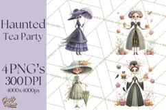 Dark Tea Party Clipart PNG, Halloween Clip Art Product Image 1