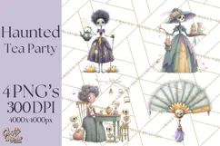 Dark Tea Party Clipart PNG, Halloween Clip Art Product Image 1