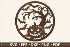 Haunted Tree Pumpkin Round SVG Design Product Image 1