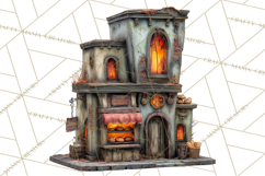 Haunted Town Clip Art, Spooky Village Graphics &amp; PNGs Product Image 2