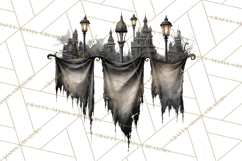 Haunted Town Clip Art, Spooky Village Graphics &amp; PNGs Product Image 3