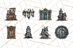 Haunted Town Clip Art, Spooky Village Graphics &amp; PNGs Product Image 2