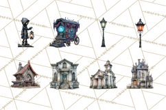 Haunted Town Clip Art, Spooky Village Graphics &amp; PNGs Product Image 5