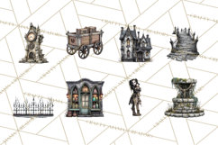 Haunted Town Clip Art, Spooky Village Graphics &amp; PNGs Product Image 8