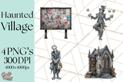 Haunted Town Clip Art, Spooky Village Graphics &amp; PNGs Product Image 1