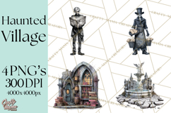 Haunted Town Clip Art, Spooky Village Graphics &amp; PNGs Product Image 1