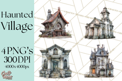 Haunted Town Clip Art, Spooky Village Graphics &amp; PNGs Product Image 1