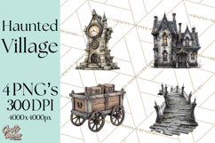 Haunted Town Clip Art, Spooky Village Graphics &amp; PNGs Product Image 1