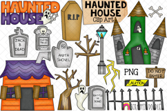 Haunted House ClipArt - Halloween - Graveyard - Tombstone Product Image 1