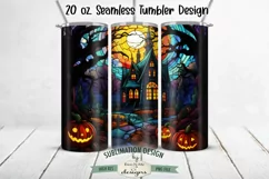 Haunted House Stained Glass 20 oz Seamless Tumbler Design Product Image 1