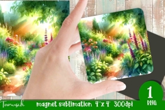 Herbs Garden magnet sublimation / watercolor JPG Product Image 1