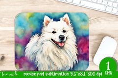 watercolor american eskimo dog mouse pad sublimation PNG Product Image 1