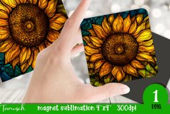 stained glass sunflower sublimation magnet sublimation PNG Product Image 1