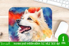 watercolor american eskimo dog mouse pad sublimation PNG Product Image 1