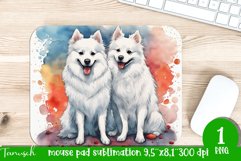 watercolor american eskimo dog mouse pad sublimation PNG Product Image 1