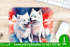 watercolor american eskimo dog mouse pad sublimation PNG Product Image 1