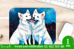 watercolor american eskimo dog mouse pad sublimation PNG Product Image 1