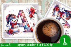 Christmas Letters Coaster Sublimation BUNDLE / Monogram PNG Product Image 2