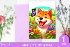 cute DOG card printable SUBLIMATION flowers Product Image 1