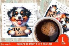 funny mugshot dog coaster sublimation design Product Image 1