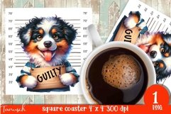 funny mugshot dog coaster sublimation design Product Image 1