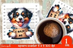 funny mugshot dog coaster sublimation design Product Image 1