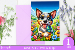 cute DOG card printable SUBLIMATION flowers Product Image 1