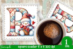 Christmas Letters Coaster Sublimation BUNDLE / Monogram PNG Product Image 3