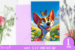 cute DOG card printable SUBLIMATION flowers Product Image 1