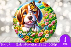 Floral BEAGLE BEAGLE Wall Clock spring SUBLIMATION PNG Product Image 1