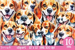 watercolor beagle sublimation clipart PNG Product Image 1