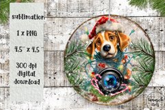 Rustic Christmas BEAGLE DOG rusty lid ORNAMENT SUBLIMATION Product Image 1