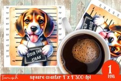 funny mugshot dog coaster sublimation design Product Image 1