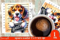 funny mugshot dog coaster sublimation design Product Image 1