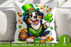 Bernese Mountain dog St Patrick LUCKY pillow sublimation Product Image 1